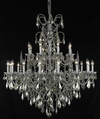 C121-9724G44PW-GT/RC By Elegant Lighting Athena Collection 24 Light Chandeliers Pewter Finish