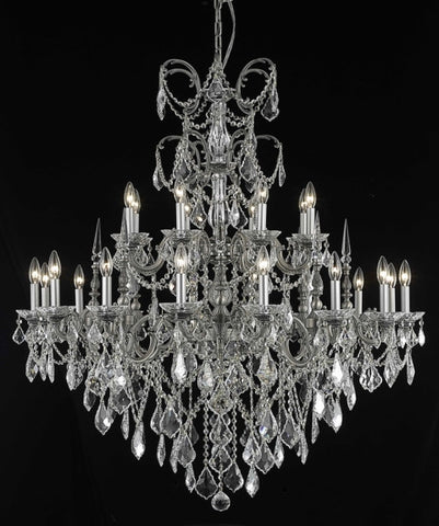 C121-9724G44PW/RC By Elegant Lighting Athena Collection 24 Light Chandeliers Pewter Finish
