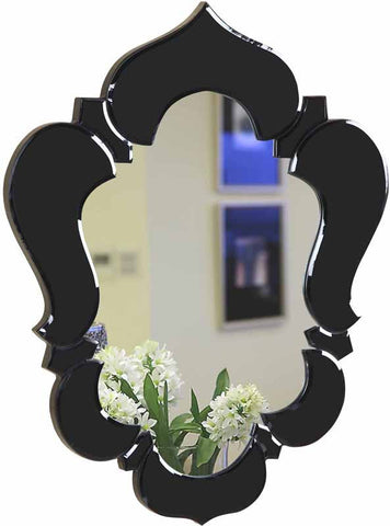 C121-MR-2007BK By Elegant Lighting Venetian Collection Mirror 20.7"x1"x25.6"H BK Black mirror Finish