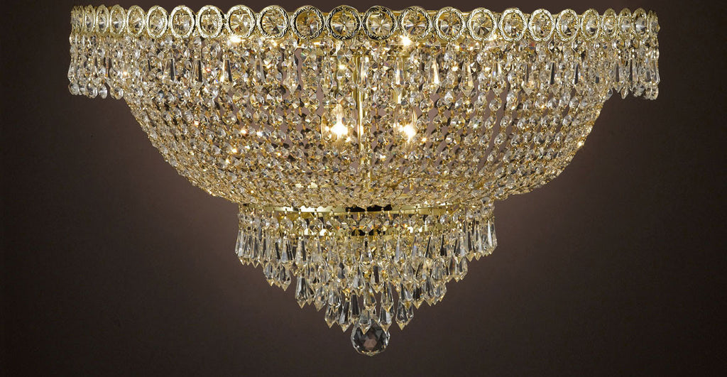 French Empire Empress Crystal(Tm) Flush Chandelier Lighting H 12"... - Cjd-B39/Flush/Cg/2176/20