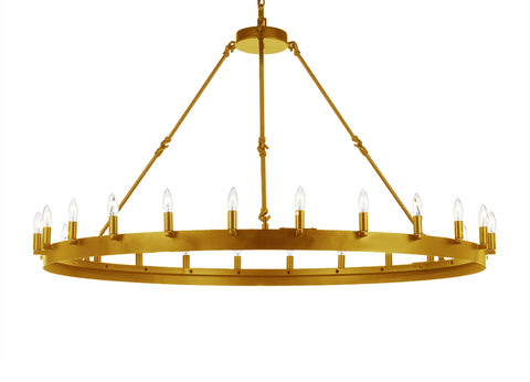 Wrought Iron Vintage Barn Metal Castile 1 Tier Chandelier Industrial Loft Rustic Lighting W 50" H 34" - G7-B48/CG/3428/24