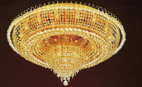 French Empire Crystal Flush Chandelier Lighting H 19" W 39" - J10-26097/16