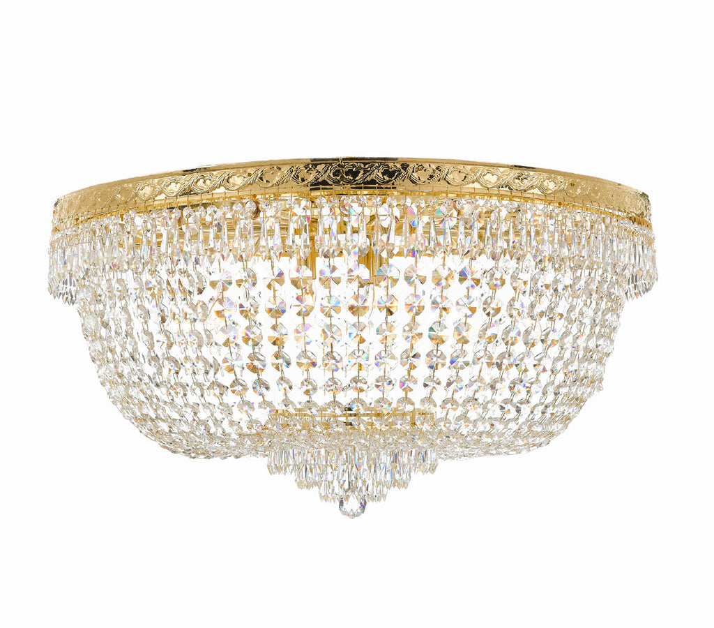 Nail Salon French Empire Crystal Flush Chandelier Chandeliers Lighting - Great for the Dining Room, Foyer, Entryway, Family Room, Bedroom, Living Room and More! H 20" W 36" 25 Lights - G93-FLUSH/CG/4199/25