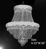 FRENCH EMPIRE CRYSTAL CHANDELIER CHANDELIERS DRESSED WITH SWAROVSKI CRYSTAL- H33" x W30" - Good for Dining Room Foyer Entryway Family Room Bedroom Living Room and More! - F93-B92/CS/448/21SW