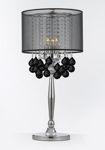 Silver Mist 3 Light Chrome Crystal Table Lamp Desk Lamp Bedside Lamp with Black Shade Contemporary and 40 mm Crystal Balls - J10-C0036/BLK-B103
