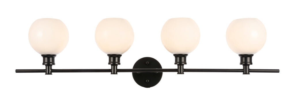 ZC121-LD2323BK - Living District: Collier 4 light Black and Frosted white glass Wall sconce