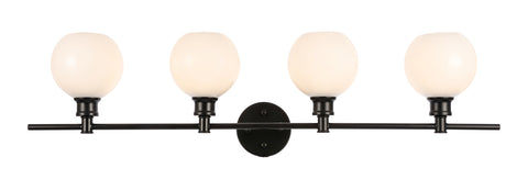 ZC121-LD2323BK - Living District: Collier 4 light Black and Frosted white glass Wall sconce