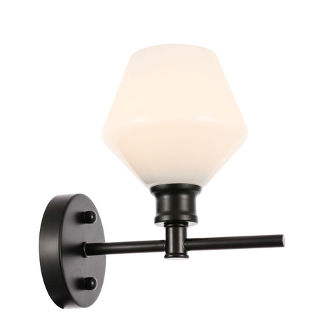 ZC121-LD2309BK - Living District: Gene 1 light Black and Frosted white glass Wall sconce