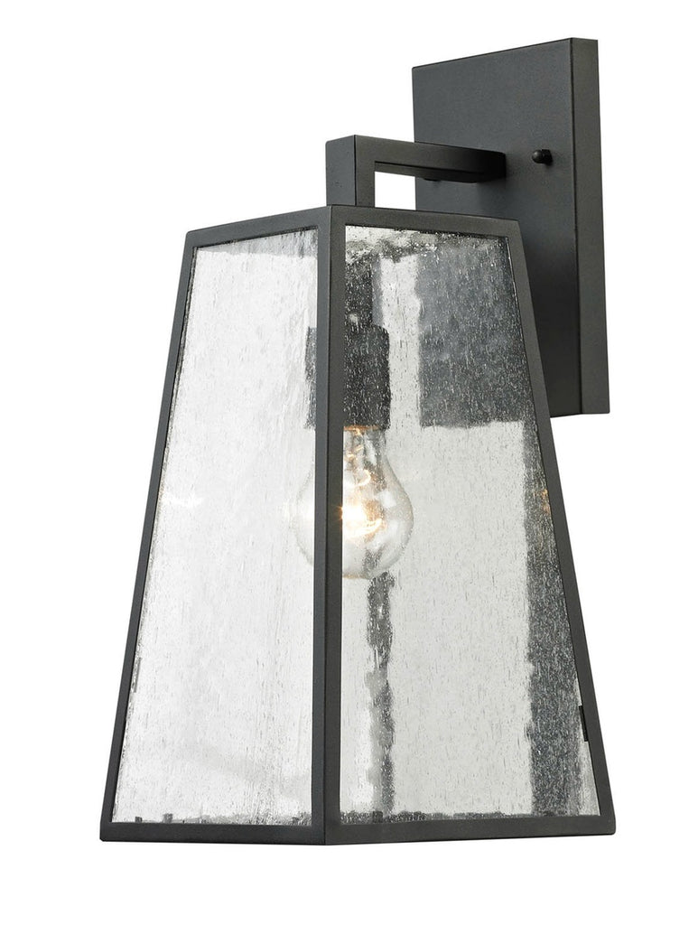 ZC121-LDOD2201 - Living District: Outdoor Wall lantern D:7 H:15.5 100W Matte Black Finish Clear Seedy glass Lens