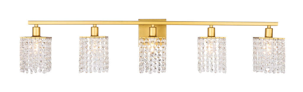 ZC121-LD7014BR - Living District: Phineas 5 light Brass and Clear Crystals wall sconce