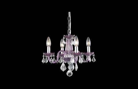 C121-7804D15PE/RC - Regency Lighting: Baroque 4 light Purple Pendant Clear Royal Cut Crystal