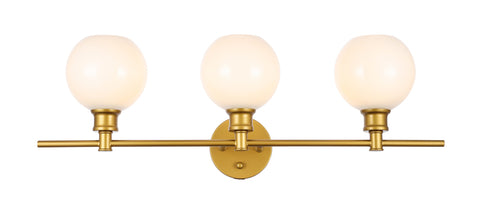 ZC121-LD2319BR - Living District: Collier 3 light Brass and Frosted white glass Wall sconce