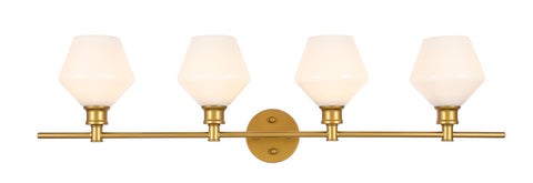 ZC121-LD2321BR - Living District: Gene 4 light Brass and Frosted white glass Wall sconce
