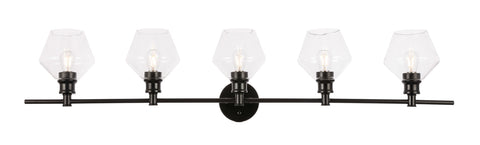 ZC121-LD2324BK - Living District: Gene 5 light Black and Clear glass Wall sconce