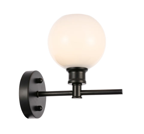 ZC121-LD2311BK - Living District: Collier 1 light Black and Frosted white glass Wall sconce