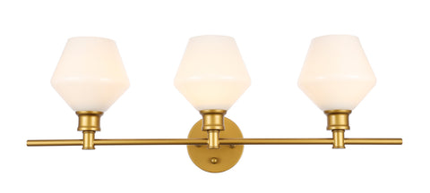 ZC121-LD2317BR - Living District: Gene 3 light Brass and Frosted white glass Wall sconce