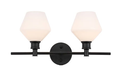 ZC121-LD2313BK - Living District: Gene 2 light Black and Frosted white glass Wall sconce