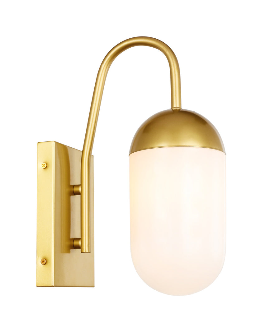 ZC121-LD6173BR - Living District: Kace 1 light Brass and frosted white glass wall sconce