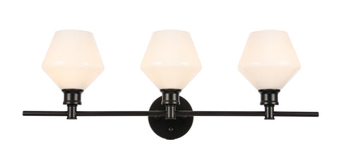ZC121-LD2317BK - Living District: Gene 3 light Black and Frosted white glass Wall sconce