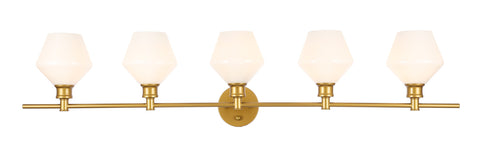ZC121-LD2325BR - Living District: Gene 5 light Brass and Frosted white glass Wall sconce