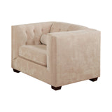 Set of 3 - Cairns Tuxedo Arm Tufted Sofa + Loveseat + Chair Almond - D300-10026