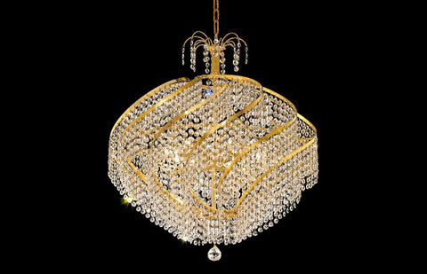 ZC121-V8052D26G/RC - Regency Lighting: Spiral 15 light Gold Chandelier Clear Royal Cut Crystal