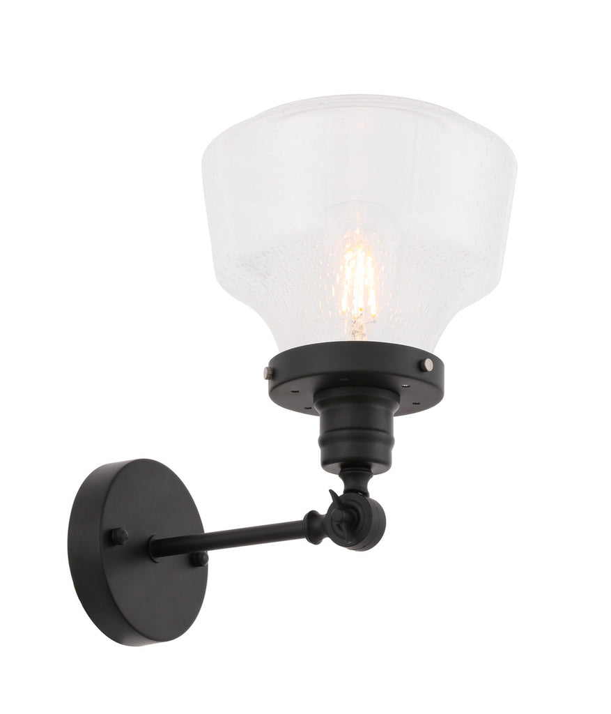 ZC121-LD6234BK - Living District: Lyle 1 light Black and Clear seeded glass wall sconce