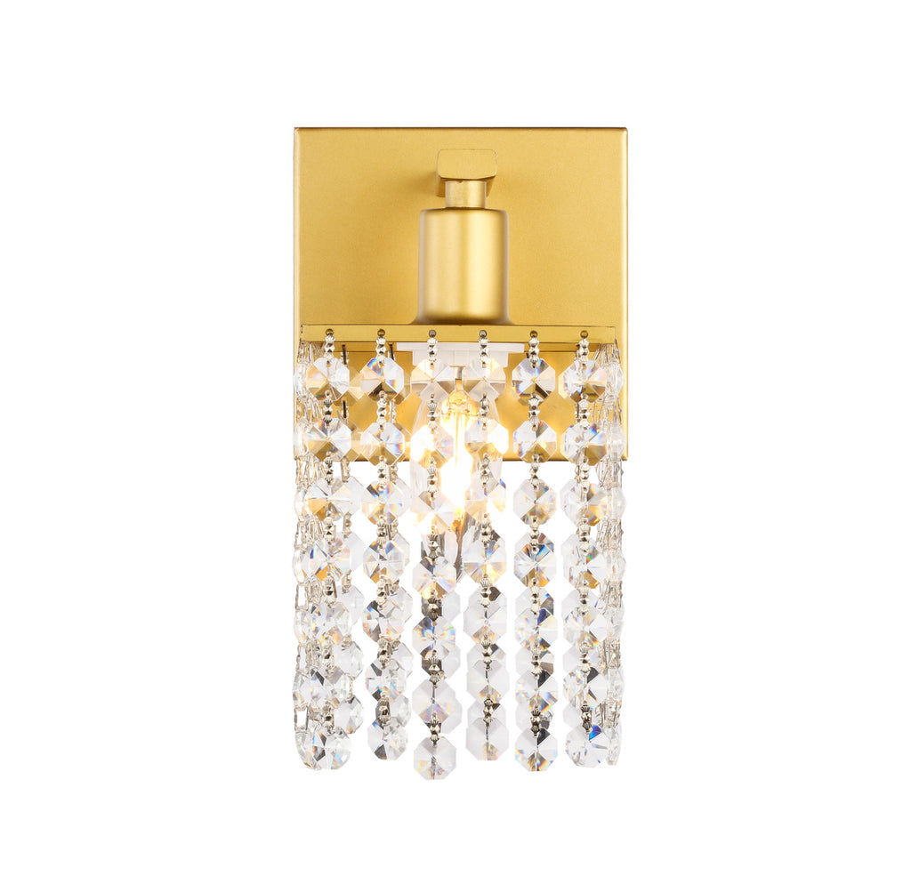 ZC121-LD7006BR - Living District: Phineas 1 light Brass and Clear Crystals wall sconce