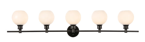 ZC121-LD2327BK - Living District: Collier 5 light Black and Frosted white glass Wall sconce