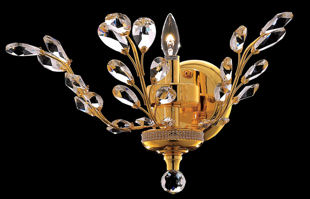 C121-2011W16G/RC - Regency Lighting: Orchid 1 light Gold Wall Sconce Clear Royal Cut Crystal