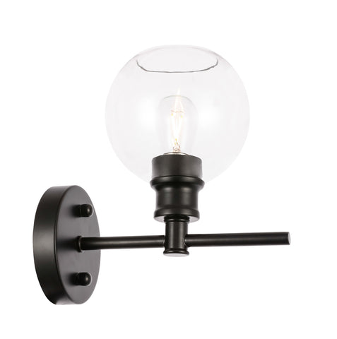 ZC121-LD2310BK - Living District: Collier 1 light Black and Clear glass Wall sconce