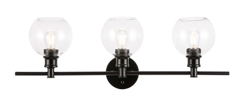 ZC121-LD2318BK - Living District: Collier 3 light Black and Clear glass Wall sconce