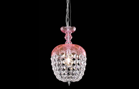 C121-7801D8PK/RC - Regency Lighting: Baroque 1 light Pink Pendant Rosaline (Pink) Royal Cut Crystal