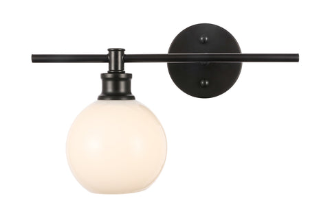 ZC121-LD2307BK - Living District: Collier 1 light Black and Frosted white glass left Wall sconce