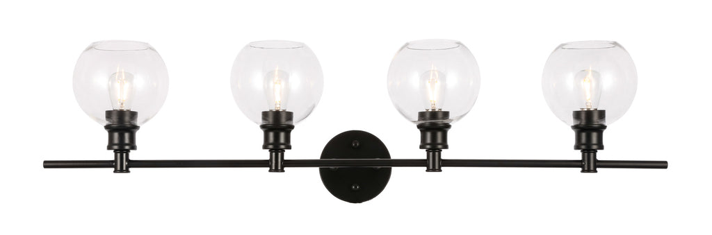 ZC121-LD2322BK - Living District: Collier 4 light Black and Clear glass Wall sconce