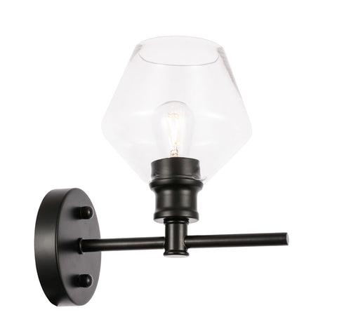 ZC121-LD2308BK - Living District: Gene 1 light Black and Clear glass Wall sconce