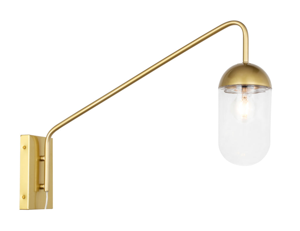 ZC121-LD6178BR - Living District: Kace 1 light Brass and Clear glass wall sconce