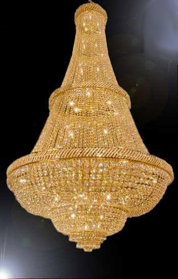 French Empire Crystal Chandelier Lighting W/Swarovski Crystal! 7.5FT Tall! - Perfect for an ENTRYWAY OR Foyer - A93-C9/CG/448/48SW