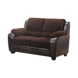 Set of 3 - Monika Upholstered Stationary Sofa + Loveseat +Chair Chocolate - D300-10015