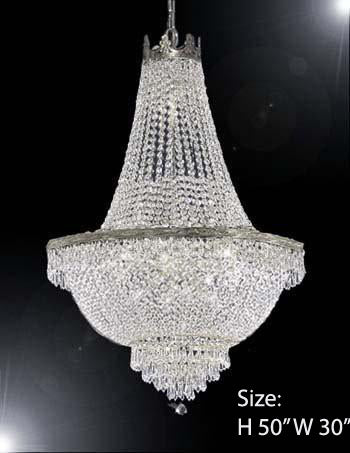 French Empire Crystal Chandelier Lighting H50" X W30" - A93-Silver/870/14Large